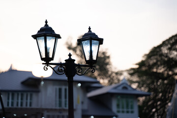 Fototapeta na wymiar Modern style lamp for exterior lighting of residential houses