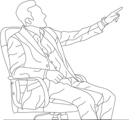 Fototapeta na wymiar Man sitting on a chair line art with white background, illustration line drawing. 