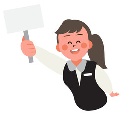 Salesperson with sign