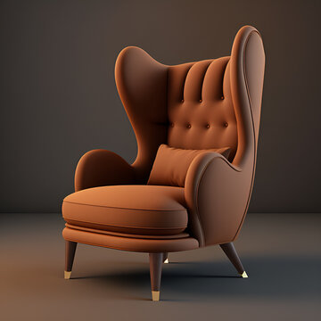 Brown Leather Armchair - Generative AI