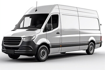 Illustration of a White Delivery Van on White Background, Generative AI - 587610707