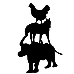 Stacked farm animal silhouette