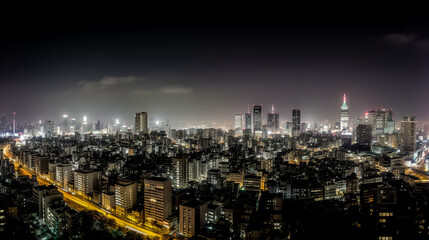 Fototapeta na wymiar Night city view, generative ai