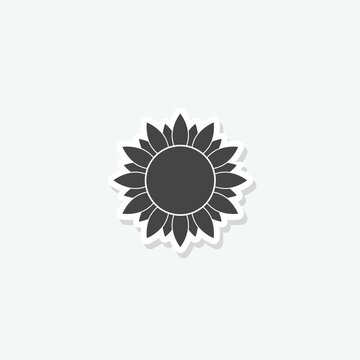 Simple Sunflower icon sticker isolated on white