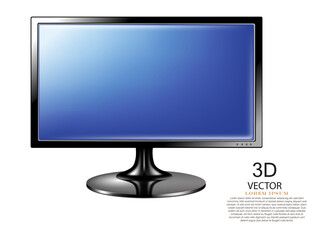 vector illustration realistic 3D blue screen monitor design template on the white background.