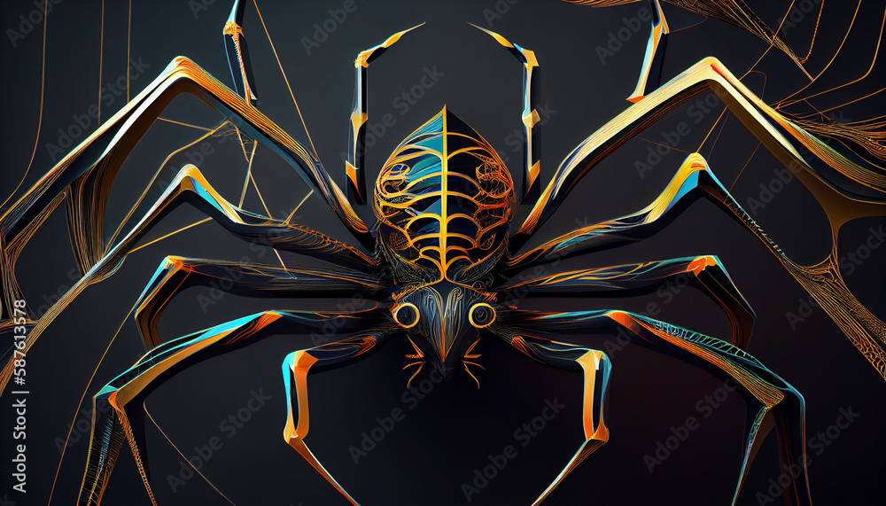 Aufkleber A stylized and abstract representation of a spider, featuring bold lines and intricate patterns.  Generative AI technology.