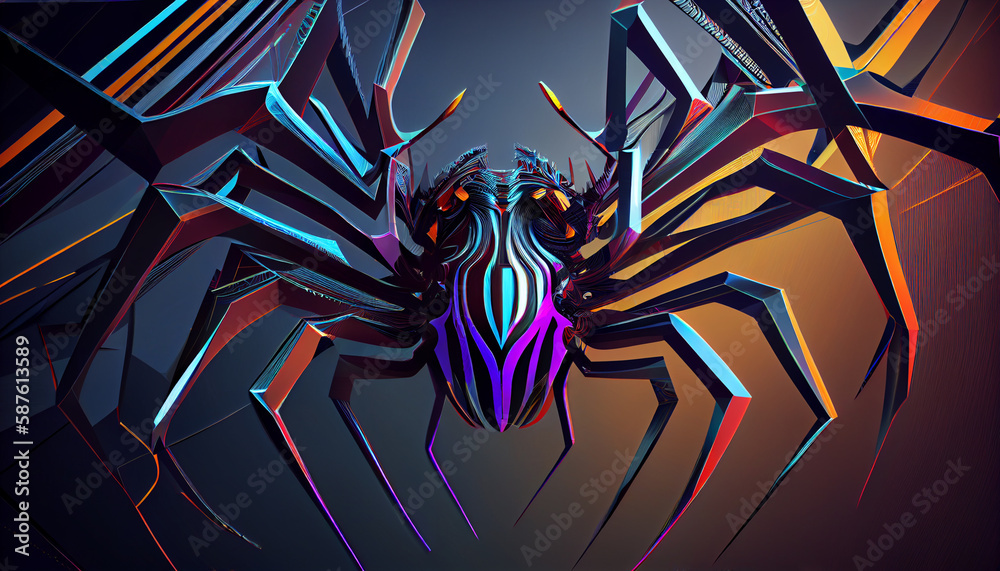 Aufkleber A stylized and abstract representation of a spider, featuring bold lines and intricate patterns.  Generative AI technology.