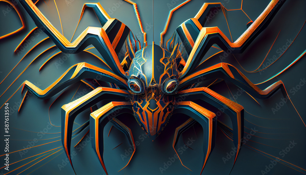 Aufkleber A stylized and abstract representation of a spider, featuring bold lines and intricate patterns.  Generative AI technology.