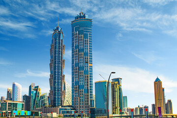 DUBAI, UAE The panorama with the downtown skyscrapers