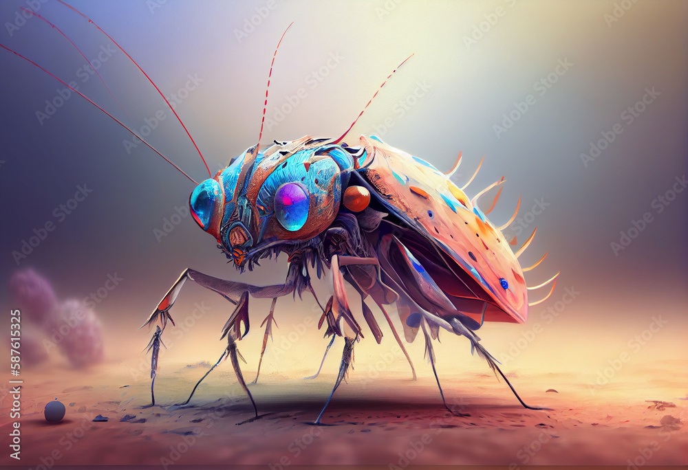 Aufkleber cockroach on a white background Generative AI technology.