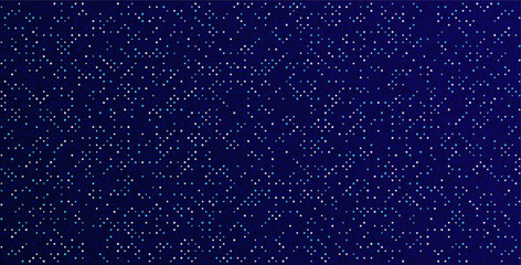 This vector image is a modern illustration of a starry night sky. It features a geometric pattern of dark and light shapes, with a glittering effect of sparkles and stars.  Glowing pixel mosaic