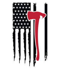 Axe with flag 4th of July T-shirt design