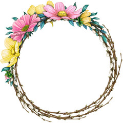 watercolor floral spring wreath