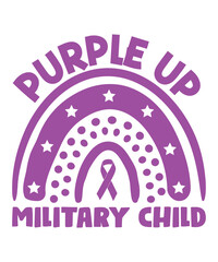 Purple Up For Military Child, Purple up for military kids dandelion flower vector cancer awareness Month of the Military Child typography t-shirt design veterans shirt