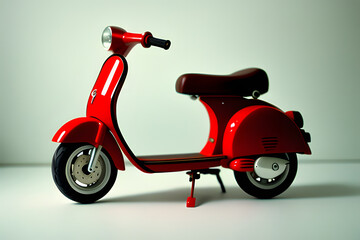 Fototapeta na wymiar Red Scooter toy in the white background