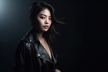 Fictional Asian Fashion Model, studio photography photoshoot, wearing glamorous clothing - generative ai