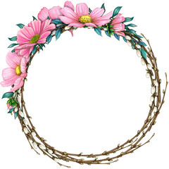 watercolor floral spring wreath