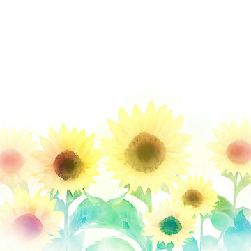 sunflowers in watercolor style blank,bright and vibrant with Generative AI