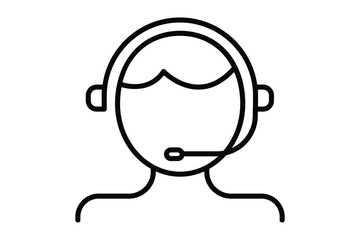 live support icon illustration. People with headphone. icon related to operator. Line icon style. Simple vector design editable