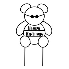 Happy birthday  word art cake topper in bear