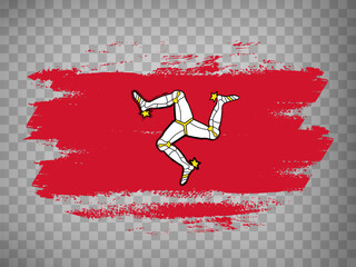 Flag of  Isle of Man brush stroke background.  Flag Isle of Man on transparent background for your design, app, UI.  Stock vector. EPS10.