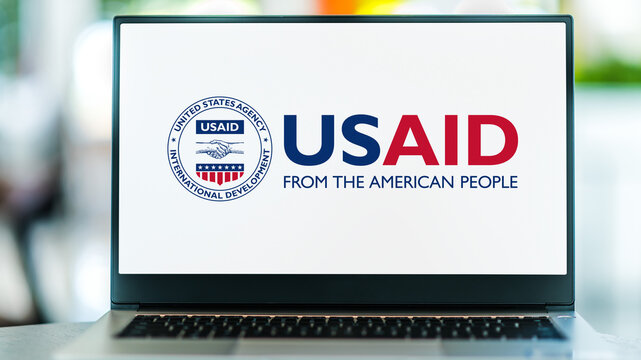Laptop displaying logo of USAID