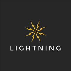 Obraz premium Circle Lightning Bolt Thunder Electric Power Energy Logo Design Template