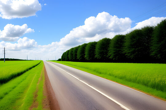 Road By Field Against Sky