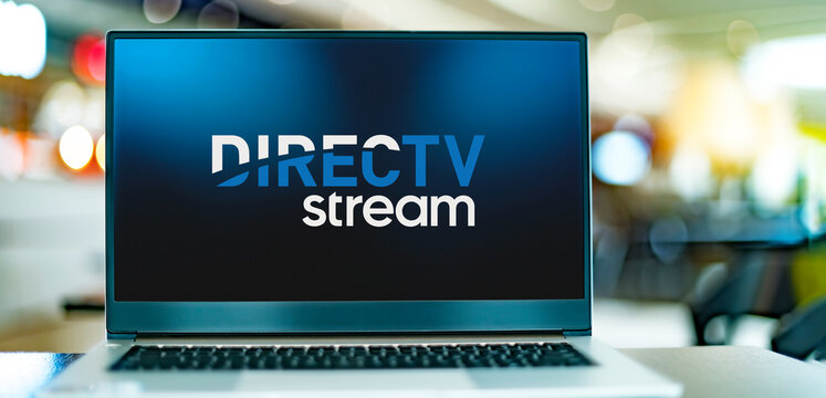 Laptop displaying logo of DirecTV