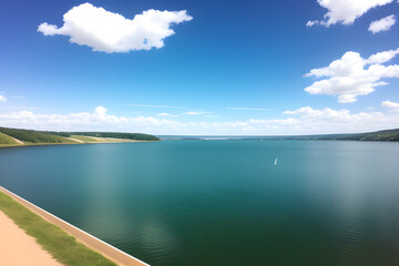 Fototapeta premium Lake Against Sky In City