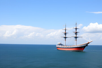 Fototapeta na wymiar Ship On Sea Against Sky