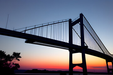 Low Angle View Of Silhouette Bridge Against Sky At Dusk