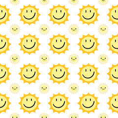 Sun seamless pattern. Colorful sun seamless pattern