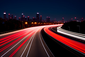 lights of cars with night. long exposure