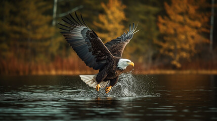 Eagle diving towards prey. Generative AI