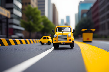 Miniature transport truck on the road