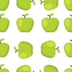apples. seamless pattern with green apples. vector flat simple cartoon background for gift wrap, wall art, interior decoration.