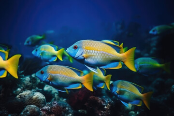 Naklejka na ściany i meble Beautiful tropical fish in the ocean, generative AI