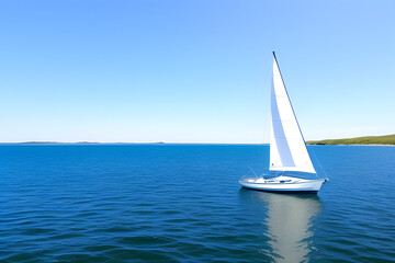 Fototapeta na wymiar Sailboat In Sea Against Blue Sky