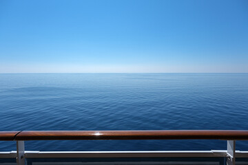Scenic panoramic seascape view of Ocean and clouds on blue sky on sunny day at sea seen from...