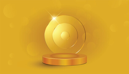 Luxurious Gold: Realistic Golden Yellow Podium - Enhance Your Product Display Mockup