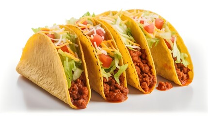 Mexican Tacos Isolated on White Background, Image Ai Generated