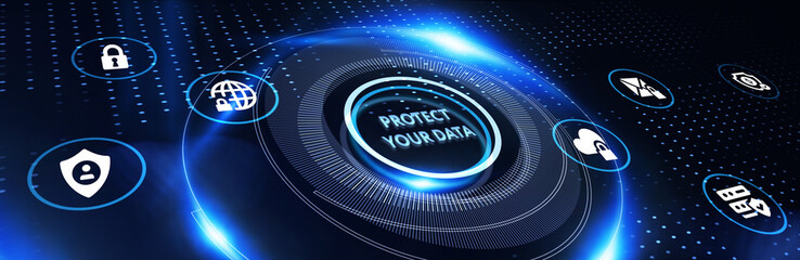 Fototapeta na wymiar Cyber security data protection business technology privacy concept. Protect your data.3d illustration
