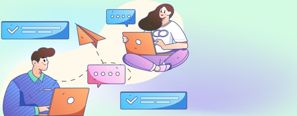 Business People Flat Vector Concept Operation Hand Drawn Illustration
