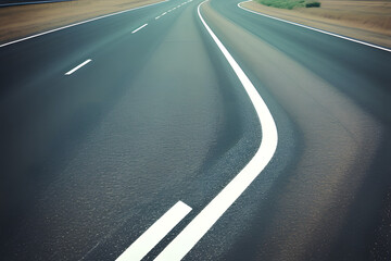 Asphalt road isolated on transparent background, Highway of road lane for transportation or logistics.