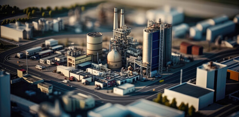 Miniature model of an industrial area - Generative AI
