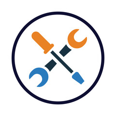 screwdriver, wrench, workshop work tools icon
