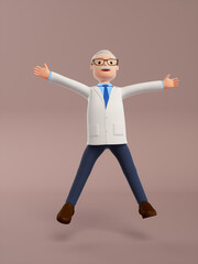 Fototapeta na wymiar 3D rendered cartoon old doctor