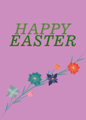 Easter postcard with flowers