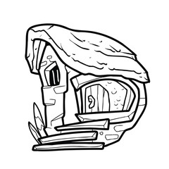 House alphabet fun and cute cartoon line art good for coloring book for children 